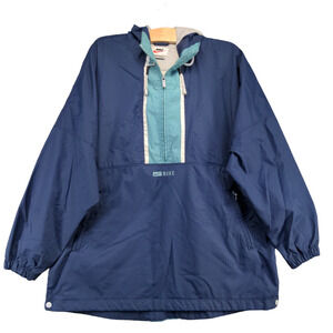 Nike Women's Windbreaker Jacket Large 12-14 Blue Polyester Nylon Vintage Red Tag